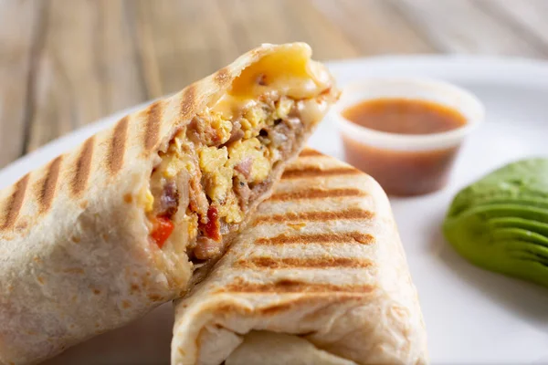 View Panini Pressed Breakfast Burrito —  Fotos de Stock