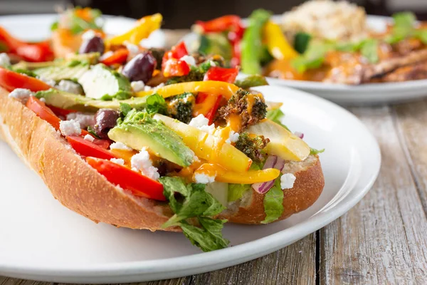 View Mediterranean Vegetarian Hero Sandwich — Stock Photo, Image
