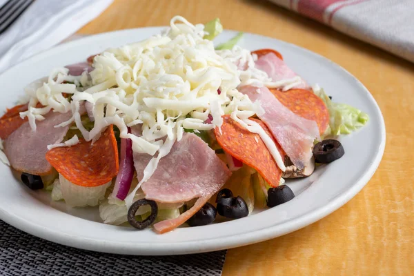 Closeup View Plate Antipasto Salad — Foto Stock