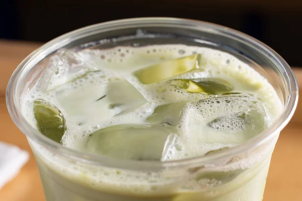 Closeup View Iced Matcha Drink — Stockfoto