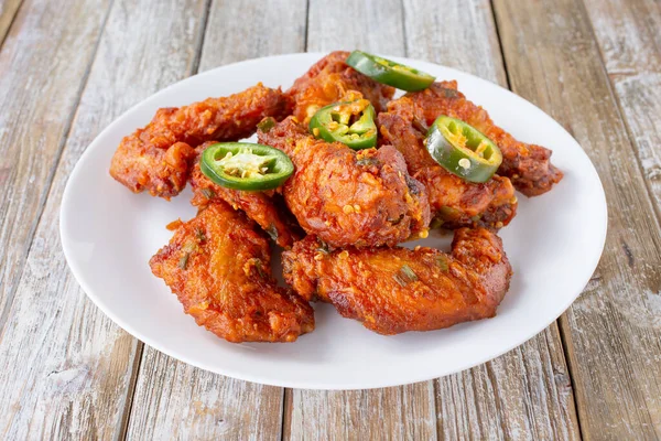 View Plate Spicy Chinese Chicken Wings — Foto de Stock