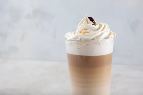 View Layered Coffee Drink Glass — Stock Photo, Image