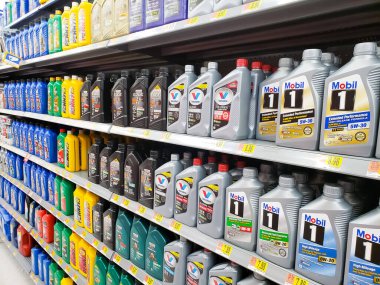 Los Angeles, California/United States - 07/01/2020: A view of several popular brands of motor oil, seen at a local department store.