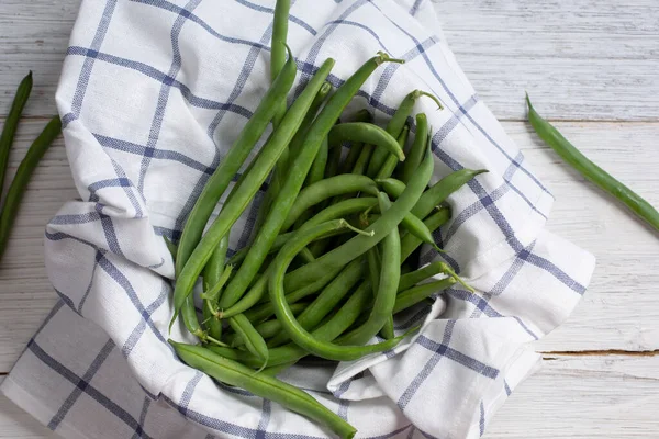 Una Vista Arriba Hacia Abajo Vert Haricot Frijoles Verdes Franceses —  Fotos de Stock