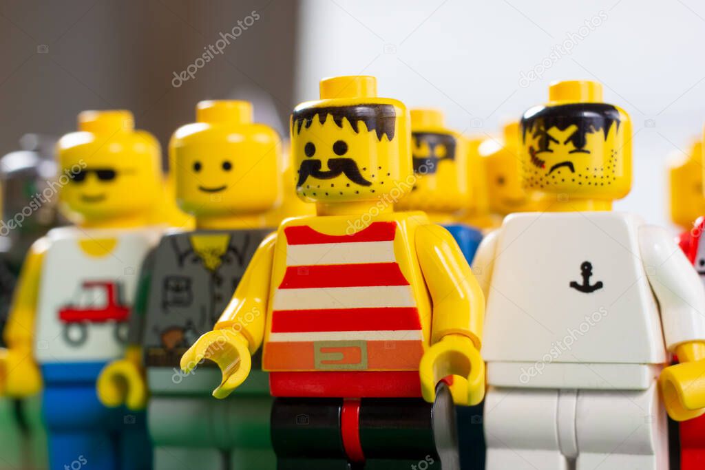Los Angeles, California, United States - 06-09-2020: A view of a collection of standing Lego men.