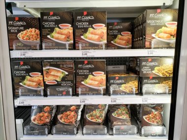 Los Angeles, California, United States - 03-18-2021: A view of several boxes of P.F. Chang's frozen meals, on display at a local grocery store.