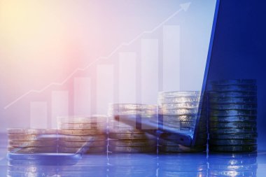 Duoble Exposure, Internet Banking Savings Concept, Online Investment Savings, Online Stock Investors, Internet Financial Transactions, Save Monney for Investors Using Internet to Trade Stocks or Trade Fund