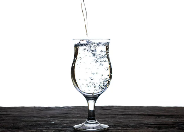 Image Pouring Drinking Water Glass Makes One Feel Refreshed Isolated — Stockfoto