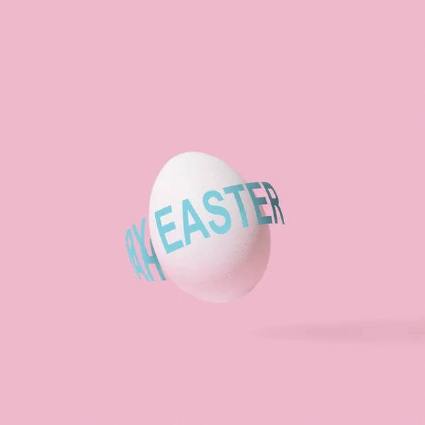 Szczęśliwego Wielkanocnego Tekstu Wokół Jajka Różowym Tle Kreatywny Projekt Typograficzny — Zdjęcie stockowe