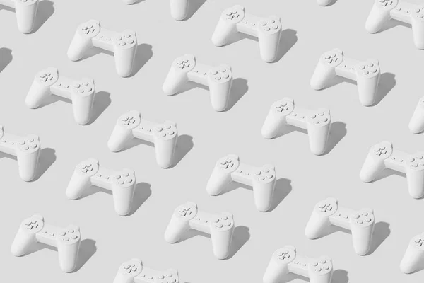 Monochromatic White Pattern Made Gamepad Joystick Bright Background Minimal Controller —  Fotos de Stock