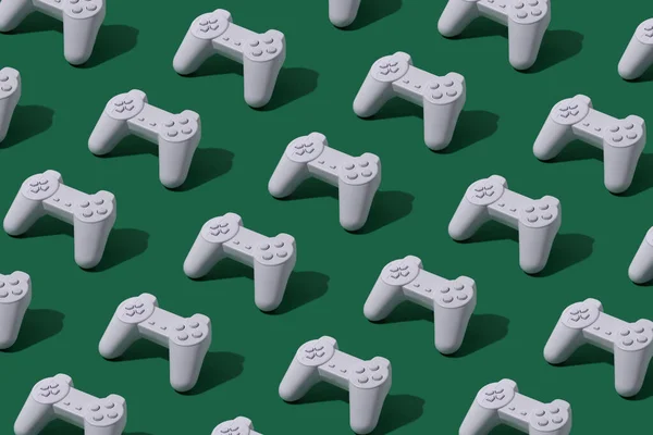 Pattern Made White Painted Joystick Green Background Game Controller Repeat — ストック写真