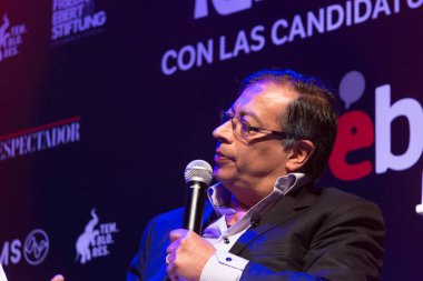 ortrait of Gustavo Petro Urrego, colombian presidential candidate and senator, leader of the 