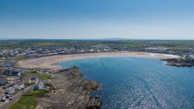 Kilkee town and public beach and surrounding cliffs around the crystal blue Atlantic, Kilkee, Ireland, August,13,2022
