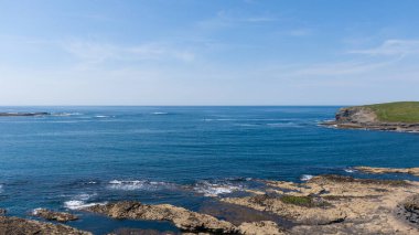 Kilkee town and public beach and surrounding cliffs around the crystal blue Atlantic, Kilkee, Ireland, August,13,2022