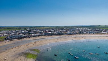 Kilkee town and public beach and surrounding cliffs around the crystal blue Atlantic, Kilkee, Ireland, August,13,2022