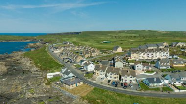 Kilkee town and public beach and surrounding cliffs around the crystal blue Atlantic, Kilkee, Ireland, August,13,2022