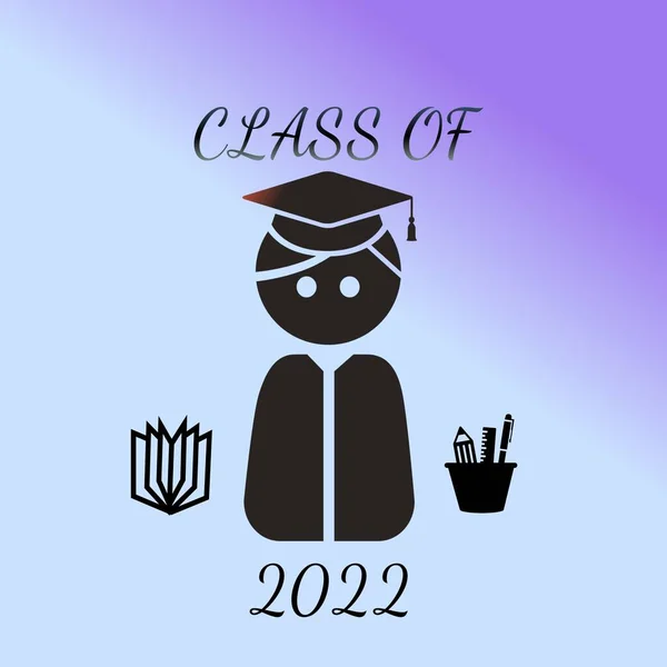 Denna Bild Illustration Gratulationer Till Examen Klass 2022 — Stockfoto
