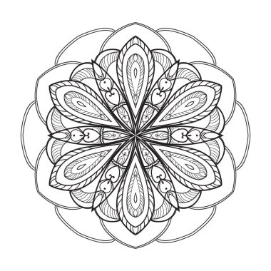 Çiçekli mandala şeklinde dairesel desen