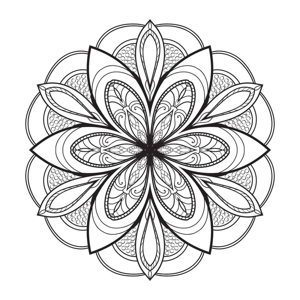 Çiçekli Mandala Şeklinde Dairesel Desen — Stok Vektör
