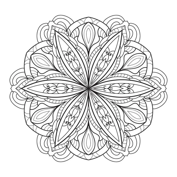 Mandala Belo Vetor Flores Desenhado Mão — Vetor de Stock
