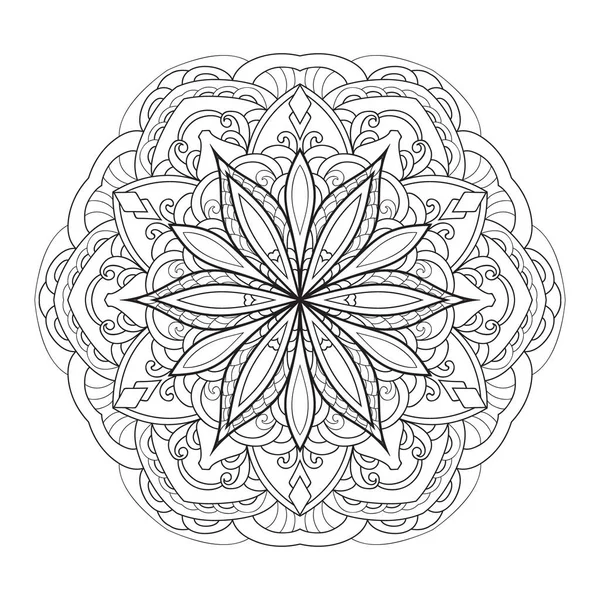 Mandala Zentangle Illüstrasyon Çizgisi Sanatı — Stok Vektör