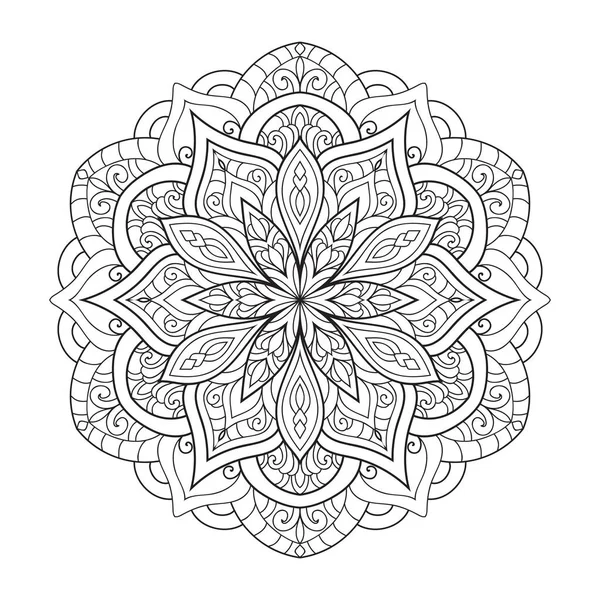 Mandala Zentangle Illüstrasyon Çizgisi Sanatı — Stok Vektör