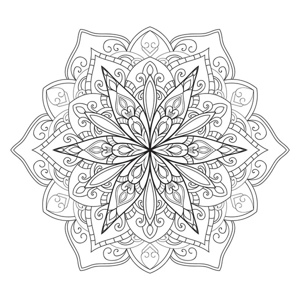 Mandala Zentangle Inspirierte Illustrationslinie Kunst — Stockvektor