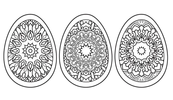 Easter Egg Coloring Page Flower — Stock Vector