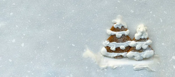 Kartka Świąteczna Ciasteczkami Piernika Przestrzenią Kopiowania — Zdjęcie stockowe