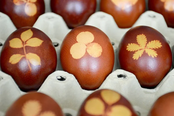 Ovos Páscoa Naturalmente Tingidos Com Peles Cebola — Fotografia de Stock