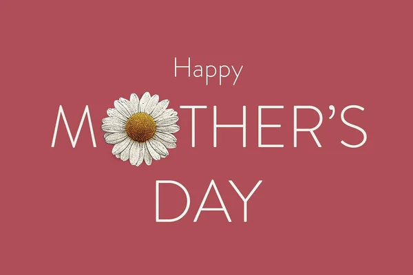 Cartão Feliz Dia Das Mães Com Uma Ilustração Flor Margarida — Fotografia de Stock