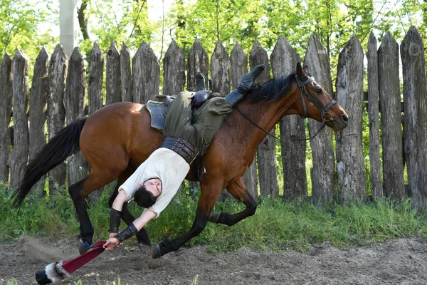 Cossacos Zaporozhye Exército Zaporozhye Trajes Nacionais Cavalo — Fotografia de Stock