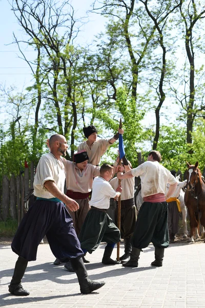 Cossacos Zaporozhye Exército Zaporozhye Trajes Nacionais Cavalo — Fotografia de Stock