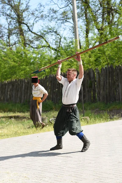 Zaporozhye Kozakken Uit Het Zaporozhye Leger Nationale Kostuums Paard — Stockfoto