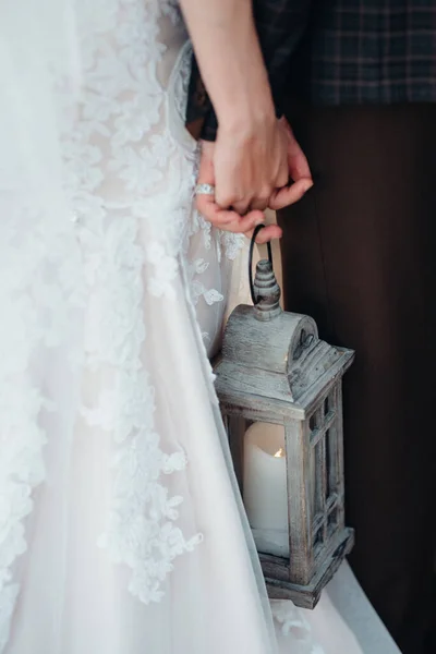 Walk Bride Groom Autumn Forest October — Stock Photo, Image