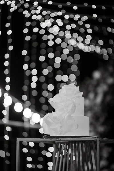 Yeni Evlilerin Düğün Pastasında Ateşli Bir Düğün — Stok fotoğraf