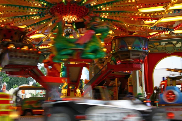 Rörelse Suddig Bild Karusell För Barn Liborikirmes Paderborn Nrw Tyskland — Stockfoto