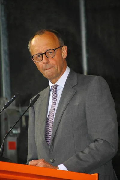 パダーボーン Nrw ドイツ 5月4日 2022年 Cdu 党委員長フリードリヒ メルツは 選挙運動イベントで話す Nrwの州選挙 — ストック写真