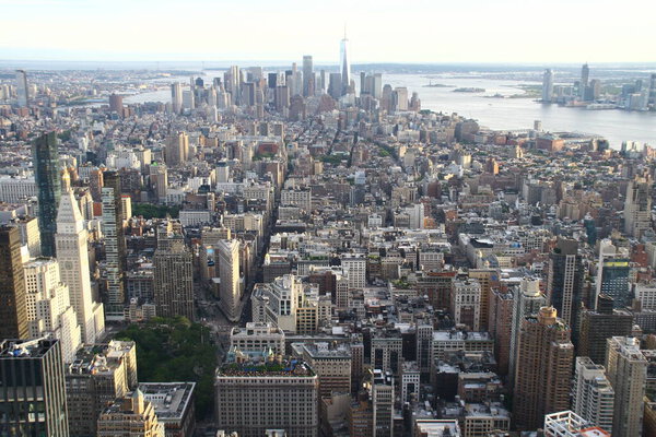 New york, new york, usa, view from the empire state building to the skyline of manhattan,