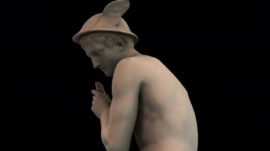 Merkür, Argos 'u öldürmek üzere - dönüş döngüsü - yüz - siyah bir arka planda 3d animasyon modeli