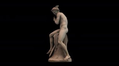 Merkür, Argos 'u öldürmek üzere - dönüş döngüsü - siyah bir arka planda 3d animasyon modeli