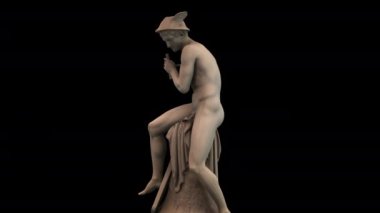 Merkür, Argos 'u öldürmek üzere - yakınlaştır - siyah bir arkaplanda 3d animasyon modeli