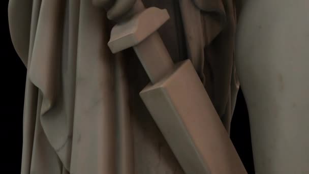 水星将要杀死阿尔戈斯 在黑色背景下的剑 3动画模型中旋转原始3D模型Cc0公共域 — 图库视频影像