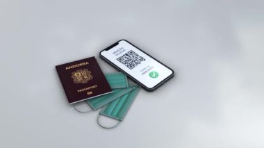 Sağlık Pasaportu - Andorra - döndürme zoom - beyaz arka planda 3d animasyon modeli