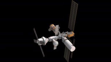 Geçit - İnsan İniş Sistemi - Siyah bir arkaplanda 3d animasyon modeli