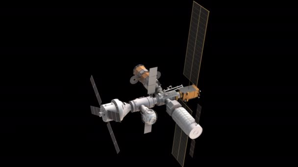Gateway Human Lander System Animationsmodell Auf Schwarzem Hintergrund — Stockvideo