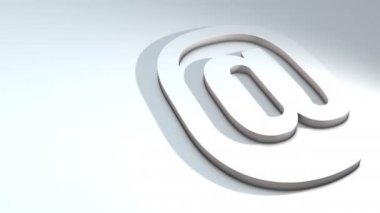 Alfabedeki bir harfin 3d animasyonu - @ - 3d animasyon modeli beyaz arkaplanda