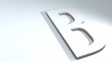 Alfabedeki bir harfin 3d animasyonu - B - 3d animasyon modeli beyaz arka planda