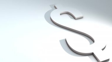 Alfabedeki bir harfin 3d animasyonu - $- beyaz arkaplanda 3d animasyon modeli