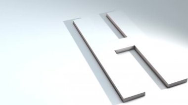 Alfabedeki bir harfin 3d animasyonu - Beyaz arkaplanda H-3d animasyon modeli